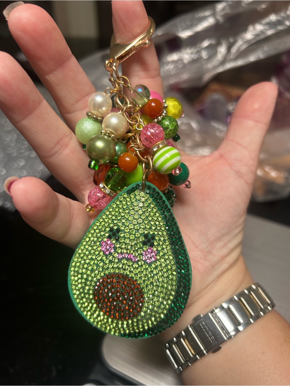 Sparkling Green Avocado Keychain